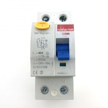 Contactum CPR80 80A 80 Amp 30mA RCD 2 Double Pole Circuit Breaker